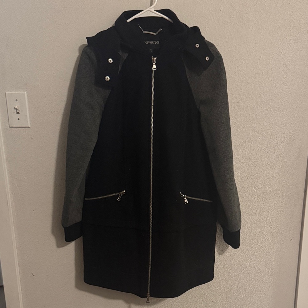 Express Two-Tone Black and Gray Utility Jacket